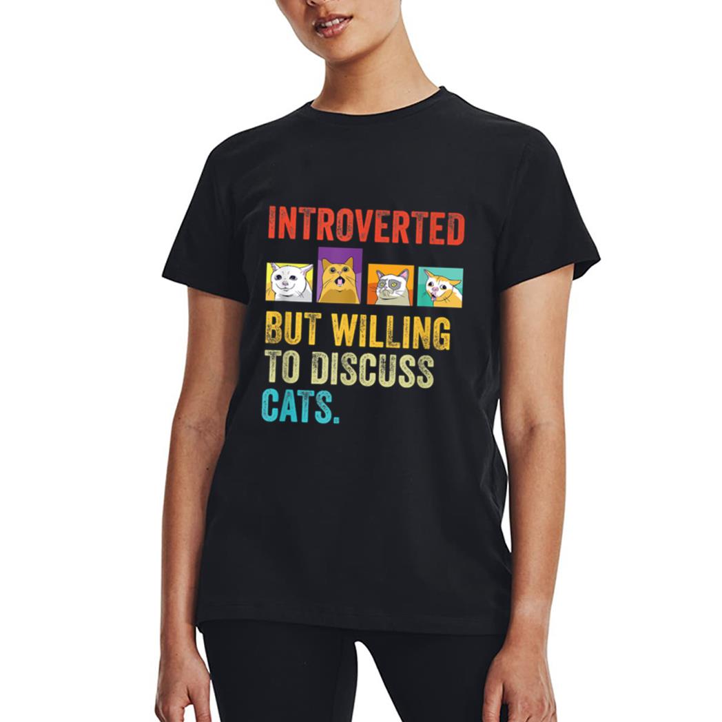 Vintage Introverted But Willing To Discuss Cats Women T-Shirt