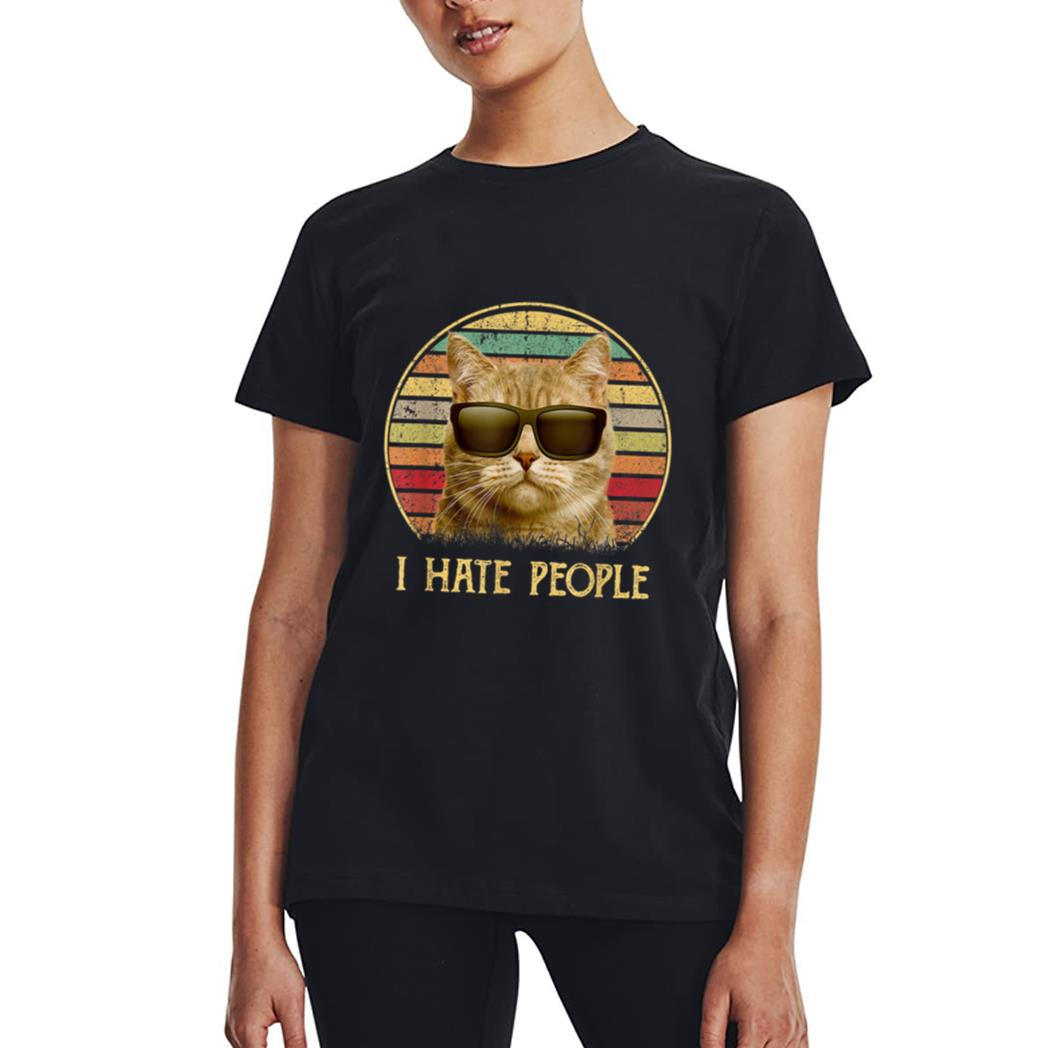 Vintage retro Cat s, Funny Cat lover i hate people Women T-Shirt