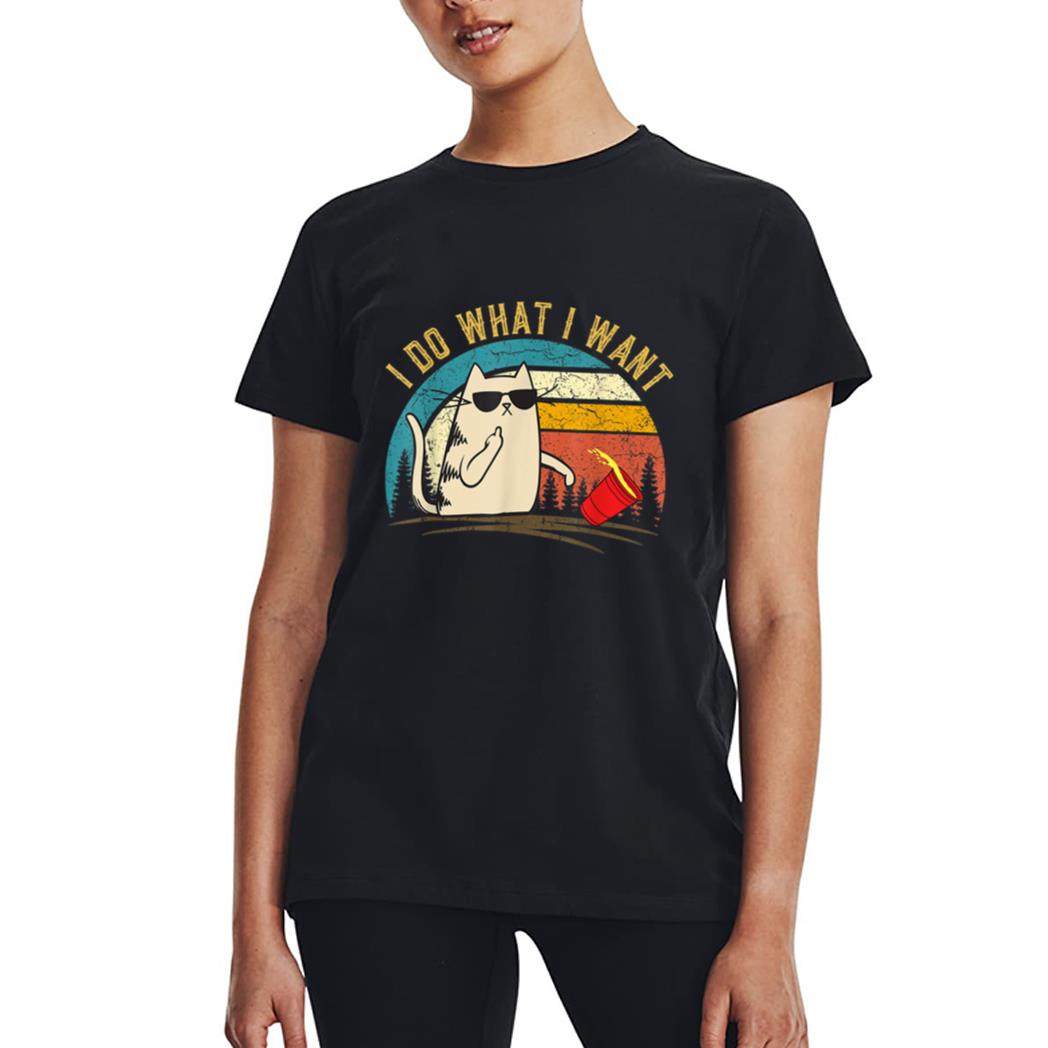 Vintage Retro I do what I want cat, Funny Meowy Cat Lover Women T-Shirt