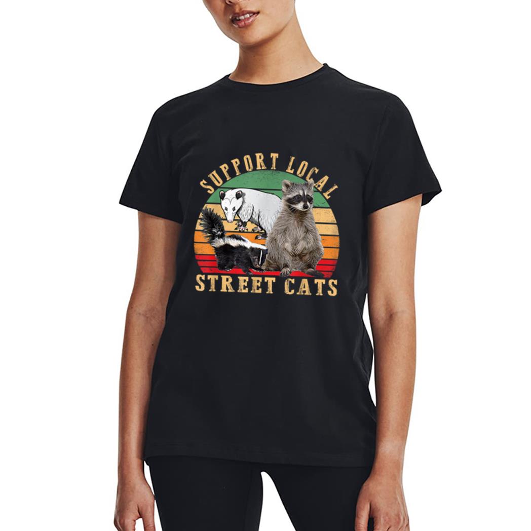 Vintage Support Local Street Cats! Raccoon, Skunk Women T-Shirt