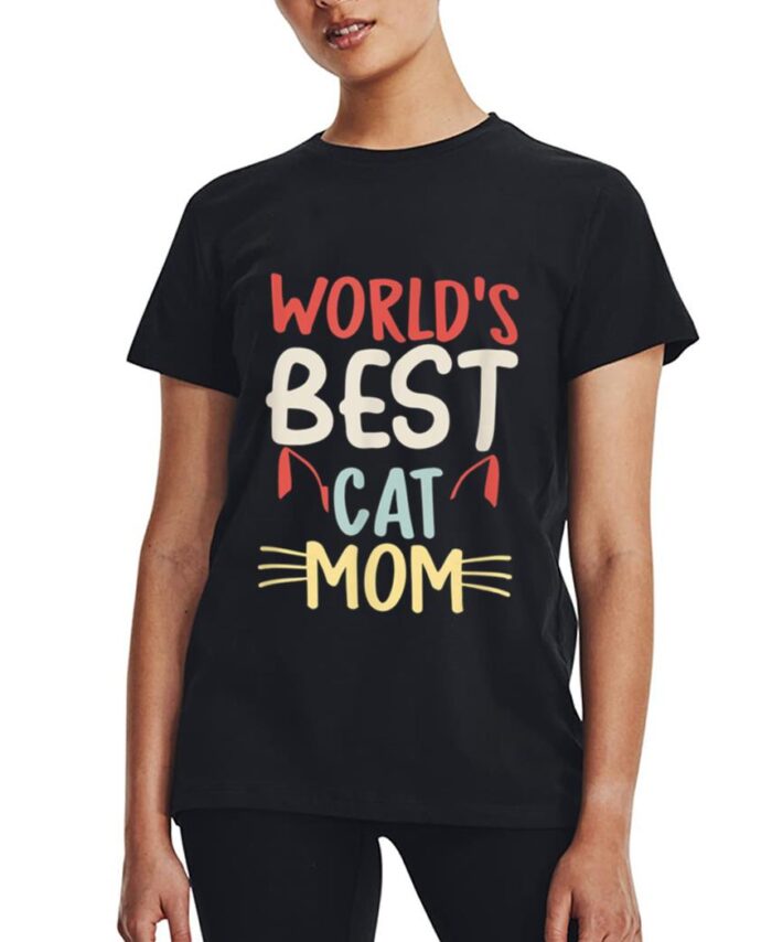 Vintage World's Best Cat Mom Meow Cat Best Cat Mom Ever Women T-Shirt