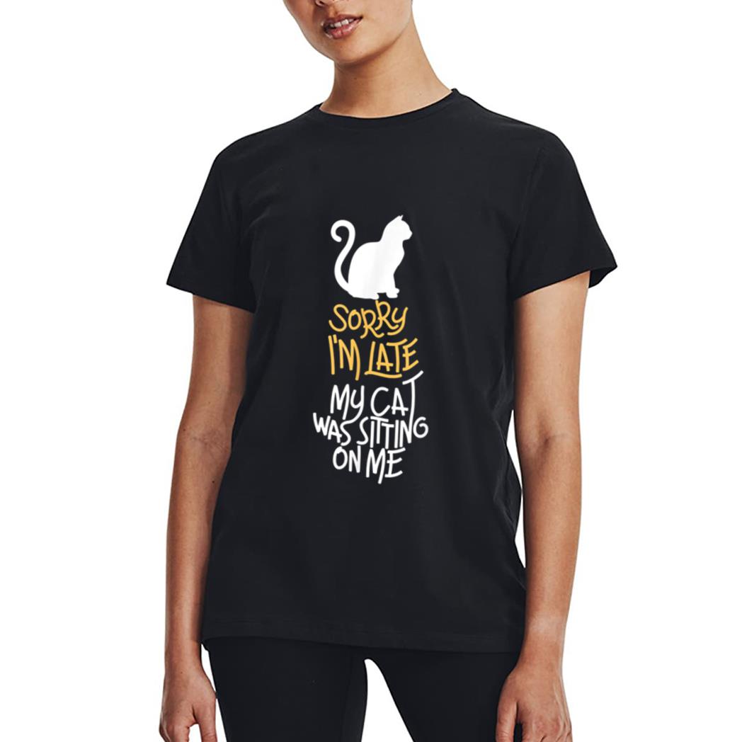Vitnage Black Cat Sorry I'm Late My Cat Was Sitting On Me Women T-Shirt