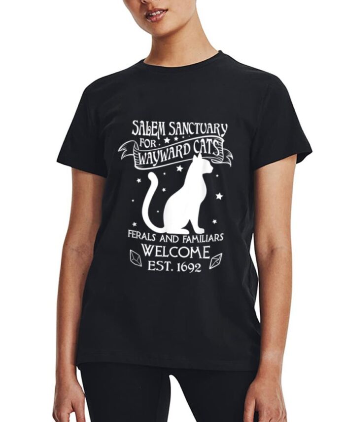 Witch Salem Sanctuary For Wayward Black Cats 1692 Gift Idea Women T-Shirt