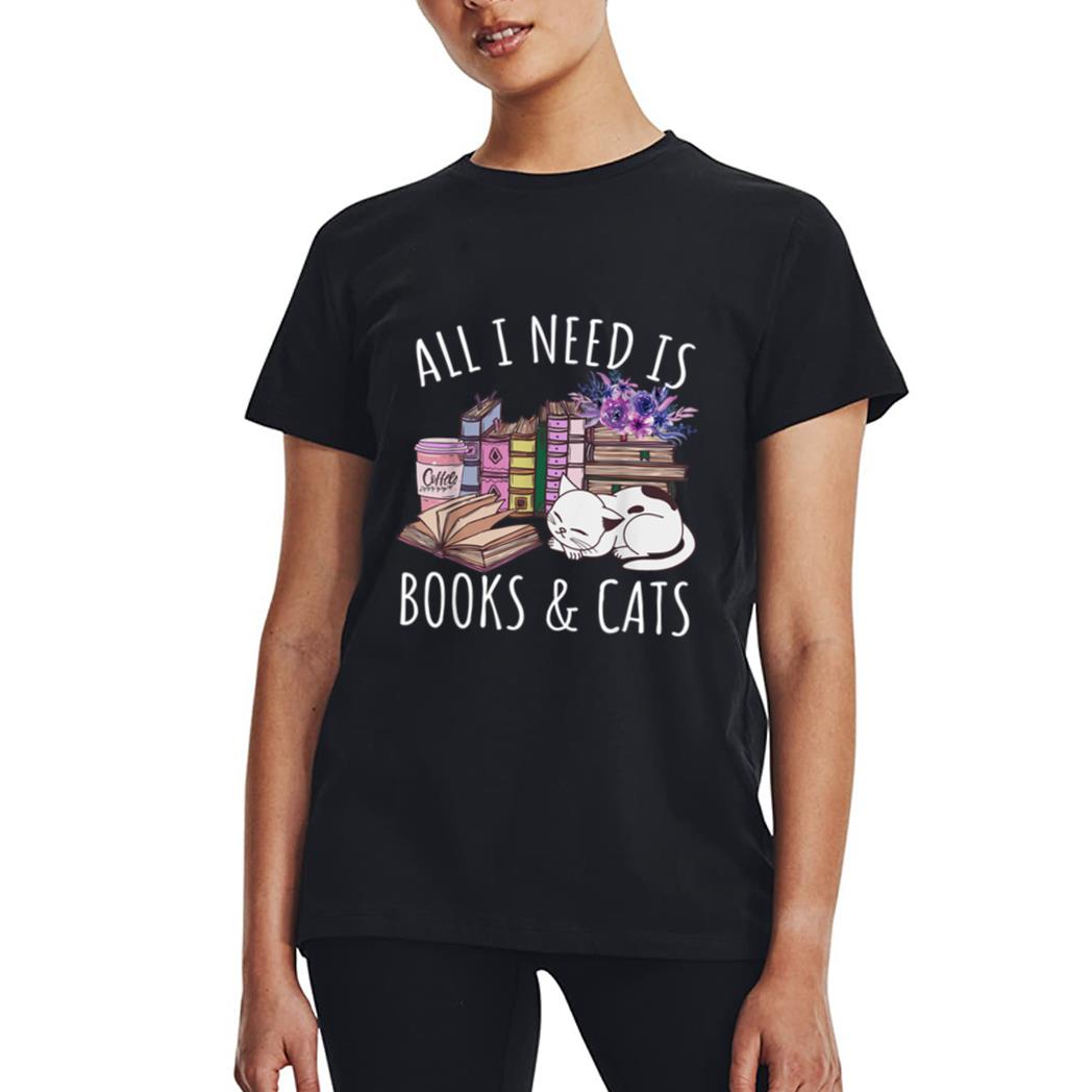 Women All I Need Is Books And Cats Cat Lover Kitten Reading Women T-Shirt